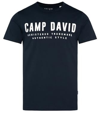 Camp David Herren Basic Logo T-Shirt, Rundhalsausschnitt, 100% Baumwolle, Regular Fit, Mehrere Farben