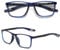 Hubeye TR90 Sports Reading Glasses for Men and Women Square Comfortable Flexible Blue Light Blocking Computer Readers 2.50