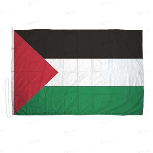 Domina Pubblicità | Bandiera Palestina 150x100 cm Tessuto Nautico 115 gram/m², Bandiera Palestinese 150x100, Dotata Di Cordino, fettuccia e Doppia Cucitura Perimetrale