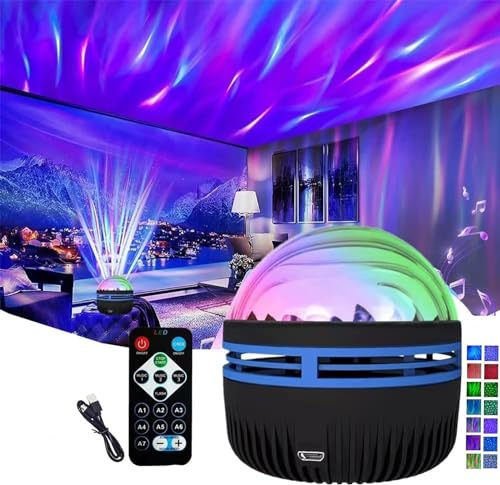 Renchey Proyector 2 en 1 de au-roras boreales y Olas del océano | Cambios Coloridos del proyector Northern Lights | Lámpara de au-Rora Boreal con Mando a Distancia | Proyector LED de Cielo Estrellado