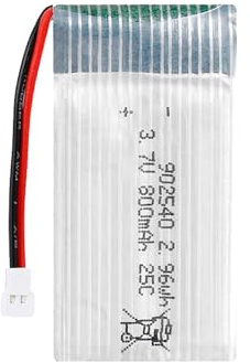 Lithium Polymer Akku 3.7V 800mAh 902540 25C Wiederaufladbarer Lipo Akku Lithium Ion Akku mit XH2.54-2P Stecker für RC Drohne Flugzeug Zubehörteil