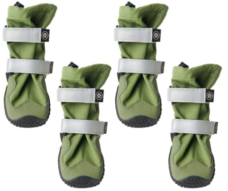 Spark Paws Wasserabweisende Hundeschuhe für mittelgroße und große Hunde, rutschfeste reflektierende Hundestiefel für Regen, Schnee, Wandern, 4er-Set - Green, B