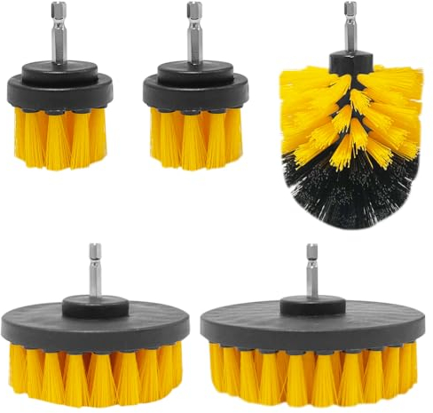 YAZHED 5 Stück Bürstenaufsatz Bohrmaschine Set, Bürste 2''/ 3.5''/ 4''/ 5'' Elektrische Bohrerbürsten Haushalts Bürste Reinigungsbürste für Fliesen, Küche,Badezimmer,Böden, Auto