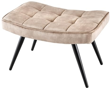 Riess Ambiente Moderner Hocker Scandinavia Champagner beige Samt Schwarze Metallbeine FußhockerFußablage Beistellhocker Ablagehocker Wohnzimmerhocker Samthocker