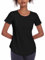 Deaviya Sport T-Shirt Damen, Kurzarmshirt Frauen, Workout Tops Rundhalsausschnitt Athletisch Lässig Laufen Yoga Fitness T-Shirts Locker (DE/NL/SE/PL, Alphanumerisch, L, Reines Schwarz)