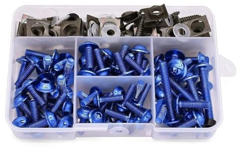Vis de carrosserie Moto pour Y&amaha pour XP 530 500 TX125 Adventure YZ 85 80 125 250F 175 Pièces Moto Kit De Boulons De Corps De Carénage Clips De Fixation Écrous À Vis M6(Blue)