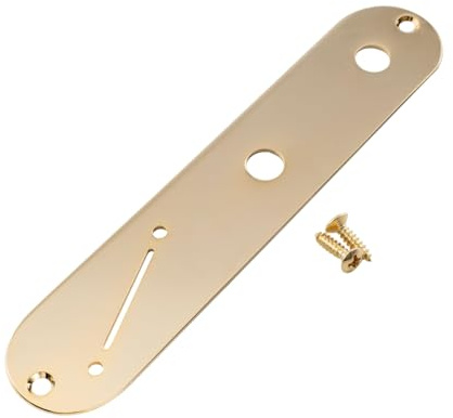 ROZILO 32mm Steel Tele Control Plate with Narrow Pots Hole Spacing and Angled Switch Slot for Telecaster Guitar Gold