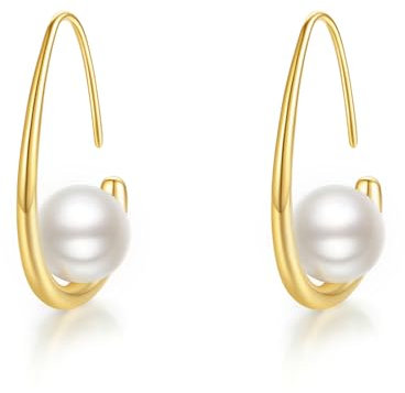 ZHOU LIU FU Perlenohrringe Silber 925 Damen-Ohrstecker Perlen Ohrschmuck 18K Vergoldet 8-10mm Klein Ohrstecker Mit Zircons Vintage Schmuck Geschenk Herz Blume Runden Sonne Rose Mama (Tropfen)