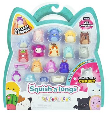 Squish-a-longs Confezione da 14 - Serie 2, Wave 2 - (14) Mini-Squish da 2,5 cm con (4) Accessori, (1) Attacco ad anello e (1) Guida per collezionisti - Collezione, Commercio e Gioca