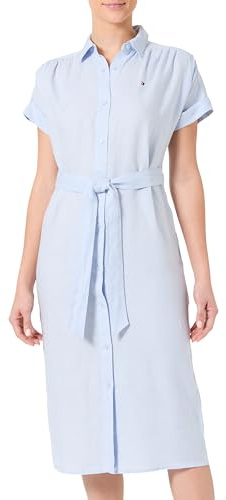 Tommy Hilfiger Damen Hemdkleid Linen Belted Kurzarm