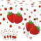 4 Stück 130 X 220 cm Erdbeer-Tischdecke Erdbeer Geburtstagsdeko Beeren-Süße Tischdecken für Erdbeer Party Zubehör
