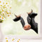 Wandtattoo Loft Fensterbild Kuh ins Fenster schauend schwarz reinschauend Kuhkopf wiederverwendbar Frühling Bauernhof Bulle Kalb, A4 Bogen