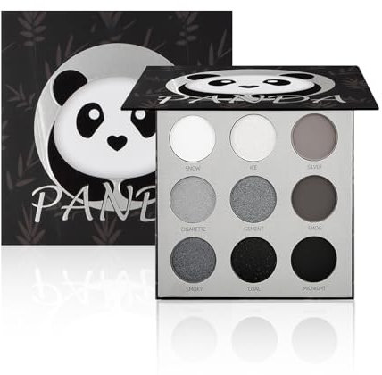 9 Farben Schwarze Lidschatten Palette, Hochpigmentiert Smokey Lidschatten-Palette, Silber Weiß Grau Glitzer matt Goth Lidschattenpalette für Frauen und Mädchen als Festivalgeschenk