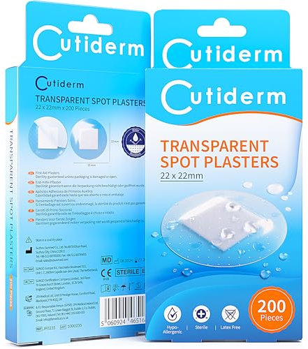 Cutiderm Transparent Small Round Spot Plasters 22 x 22mm 200 Plasters Per Box