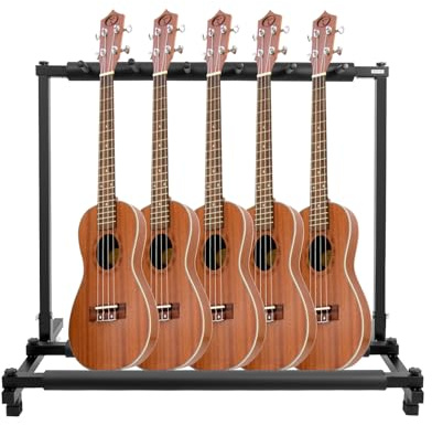 MINRS 5-fach Multi-Gitarrenständer Mehrfach Gitarrenständer Faltbar Tragbar Gitarrenstativ Universal Bassständer Halterung für Akustikgitarre, Bässe, E-gitarren