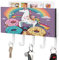MNBVKL Crochet de rangement pour clés, motif licornes donut arc-en-ciel, crochet mural pour clés, porte-manteau mural