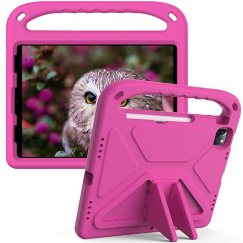 Eabhulie Custodia per iPad PRO 12.9 6th/5th/4th/3rd 2022/2021/2020/2018 Leggera e Antiurto Bambini Cover in Eva con Maniglia e Supporto Rosa