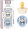 BIBS Colour Studio Schnuller 2er-Pack. BPA-frei. Kirschform Nippel. Naturkautschuk/Latex. Hergestellt in Dänemark. Größe 1 (0-6 Monate). Block Baby Blue Dusty Blue