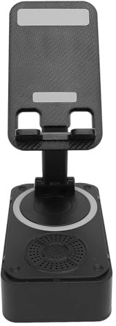 Bewinner Soporte para Teléfono Celular con Altavoz Bluetooth Inalámbrico, Base Antideslizante Giratoria de 360 Grados, Sonido Envolvente HD, Soporte para Teléfono Móvil para el Hogar y