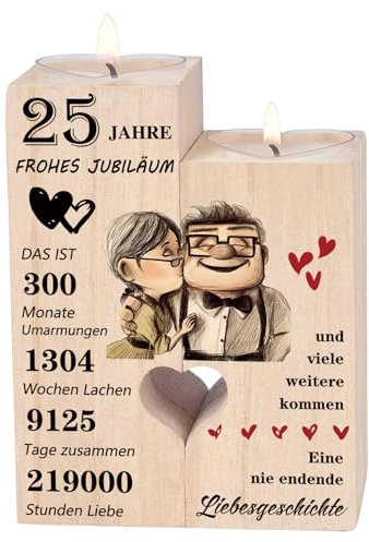 Silberhochzeit Geschenk,Kerzenständer,Silberhochzeit Deko,25 Hochzeitstag Geschenke - Glücklich 25. Jahrestag Geschenk für Frau Mann Paare Frauen Männer