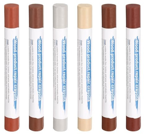 sourcing map Wood Filler Sticks 6 Colors Wooden Wax Touch Up Furniture Repair Crayons for Dark Cloth, Oak, Red Pear, Red Sandalwood, Rosewood, Yellow Sandalwood