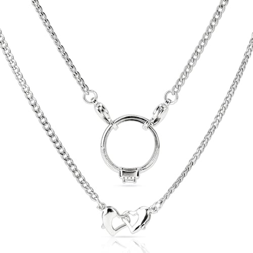 Hobbspring 1 Stück Ringhalter Halskette 50cm Edelstahl Panzerketten Ringhalter Halskette Ring Halter Halsketten Mit Verlängerungskette Für Ehefrau Krankenschwester Damen Geschenk