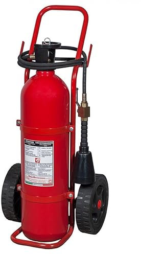 Estintore carrellato Co2 da 20Kg 233B, norma UNI EN 1866-1. Involucro: In lega di acciciao ad alta resistenza, verniciatura esterna a polvere epossipoliestere, colore Rosso Ral 3000.