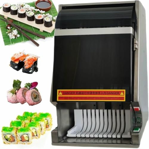 AFLEPCBRQ Automatic Sushi Making Machine, Commercial Sushi Cutter With Stainless Steel Removable Knife, Capable Of Cutting In 8, 10 Or 12 Pieces, For Rolling Sushi(10Slices)