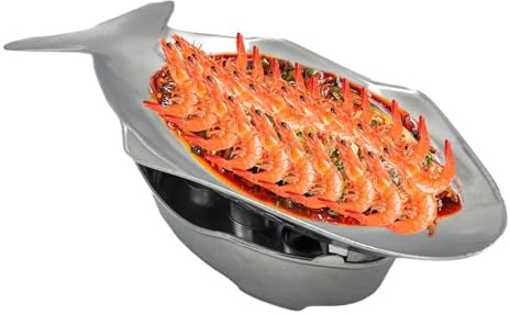 Thai Style Fish Design Food Tray - Aluminum Hot Pot Set | Asian Street Food Plates, BBQ Plate, Family Dinner, Camping Food Tray for an Authentic