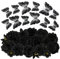 MWOOT 28 Stück Künstliche Blumenköpfe 3D Schmetterlinge, Schwarz Kunstblumen Schmetterlinge Deko Klein für Handwerk, Gefälschte Rosen Nelke für DIY Kranz Kuchen Hochzeit Party Haus Dekoration