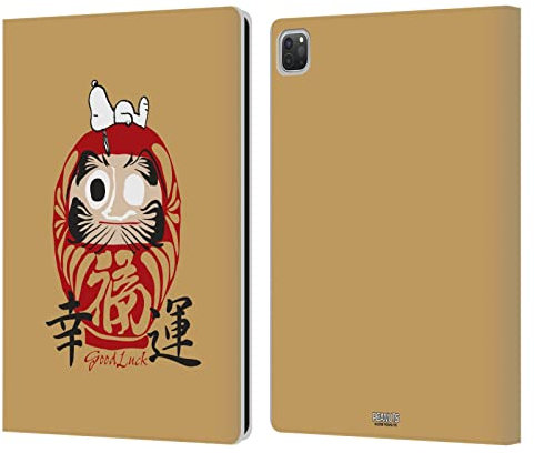 Head Case Designs Licenza Ufficiale Peanuts Buona Fortuna Snoopy Orientale Custodia Portafoglio in Pelle Compatibile con Apple iPad PRO 12.9 2020/2021/2022