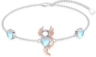 MUUYON Mondstein Axolotl Armband für Frauen 925er Sterlingsilber Axolotl Armband mit Herz Schmuck Geburtstagsgeschenke für die Tochter