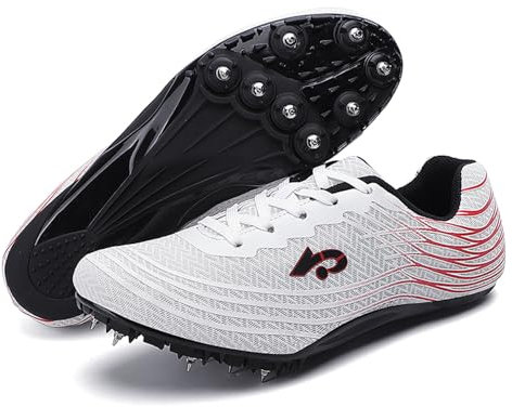 sekiueo Scarpe da Atletica Leggera Scarpe Chiodate Professionali per Uomo E Donna Scarpe da Corsa per Salto Veloce,Bianca,43 EU
