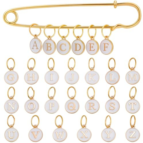 BENECREAT Häkelmaschenmarkierer Mit 26Pcs Buchstaben A~Z Abnehmbare Verriegelbare Maschenmarkierer Aus Emaille Buchstabenanhänger Aus Emaille Zum Stricken Weben Nähzubehör
