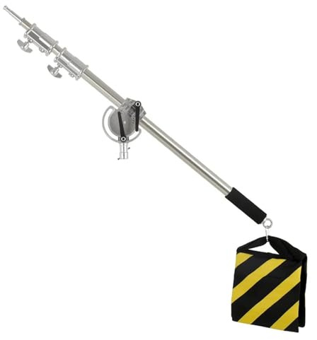 2,9 m Lichtstativ mit Edelstahl-Kit, Querarm mit Gewichtstasche, Fotostudio-Zubehör, Verlängerungs-Teleskopstange 2,49 m(Only Boom Arm)