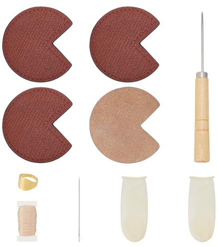 NBEADS 1 Set Bag Corner Repair Set, Leather Repair Patch for Bag Corner, Needle, Thread, Thimble, Finger Cots, Leather Sewing Kit for Sewing Working Crafting Projects, Saddle Brown