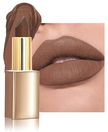Nackt Brown Lippenstift Matt, Hoch Pigmentiert Lipstick, Velvet Matte | Cremige Textur, Lang Anhaltender Feuchtigkeitsspendend, Lipgloss Für Frauen Party Valentinstag Makeup-01#