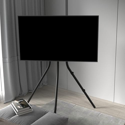 Portable Mobile TV Stand Tripod Base -Tv Floor Stand Easel w/Cable TiesTv Bracket 110 Lbs Max Load, Universal Tv Stand for 32 50 60 75 Inch TV - tv trolley stand