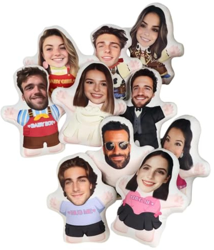 Noonedibs Personalisierte Plüschpuppe, menschliche Form, personalisiertes Fotokissen, für Familien und Haustierbesitzer, Foto-Kissen von Haustieren oder Menschen, einzigartige Geschenke mit