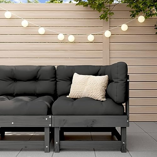 Mandloder Garten-Ecksofa Grau aus Massivholz Kiefer, modulares Outdoor Loungesofa, Robustes Terrassenmöbel mit Rückenlehne für Garten, Balkon, Patio Conversation Sets, einzelnes Element, 61x61x62cm