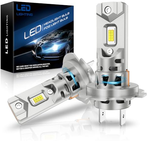SHINYY H7 LED Headlight Bulbs, 2026 Upgraded 24000LM High Power LED H7 Car High/Low Beam Lamps with Fan, 6500K Cool White Super Bright, Plug & Play, Pack of 2
