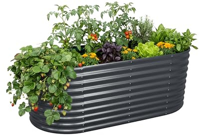 Relaxdays Hochbeet, verzinktes Metall, für Blumen, Pflanzen, anthrazit | Gemüse, HBT: 80x160x80 cm, Pflanzenbeet, RAL7016