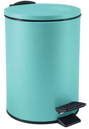 Spirella - Poubelle à Pédale Adelar 3L - Design Moderne - 16.8 x 16.8 x 25 cm - Couleur Aqua - Couvercle Anti-Odeur - Idéale Cuisine et Salle de Bain - Matériau Durable