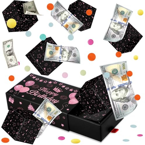 Giftota Geburtstag Explosion Geschenk Spardose Überraschung Geld Pop Up Explosion Happy Birthday Geschenkbox - Rosa Ballon
