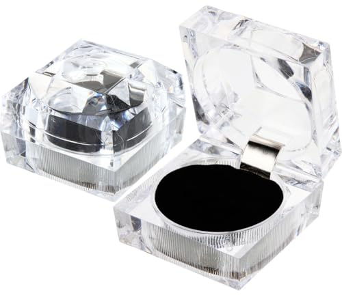 BESTOMZ Transparente Acryl Ringkästchen zum Valentinstag 4 Stück für Verlobungsringe mit Weichem Schwamm Innenfutter Leicht Tragbar als Schmuck Etui für Ohrringe und Halsketten