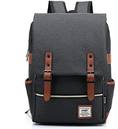 XibeiTrade Vintage Rucksack Herren Damen Unisex School Student Oxford Laptop Rucksack Retro Rucksäcke Schulrucksack Dunkelgrau