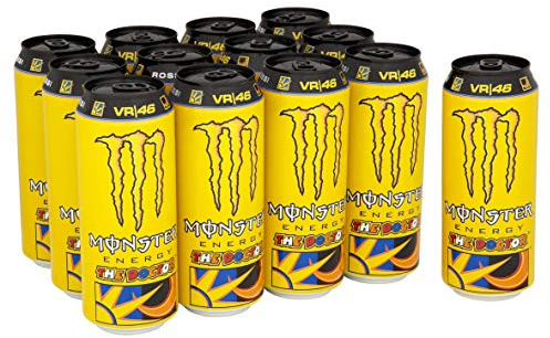 Monster Energy The Doctor Energy Drink, Valentino Rossi Special Edition mit prickelndem Zitrusgeschmack, Dosen-Palette, EINWEG (12 x 500ml)