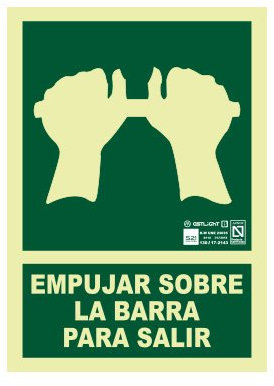 Astlight SAL5090.7FJ - Señal empujar sobre la barra para abrir fotoluminiscente multicolor