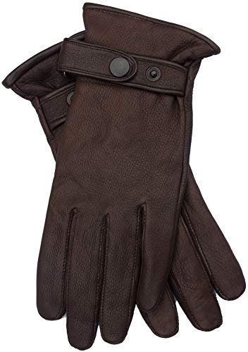EEM Herren Lederhandschuhe, edles Hirschleder, weiches Futter aus Kaschmir und Wolle; dunkelbraun XXL