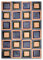 Livorio Designer Patchwork Kuhfell-Teppich - B120 x L180cm - blau beige Quadrate Rechtecke geklebt ohne Naht